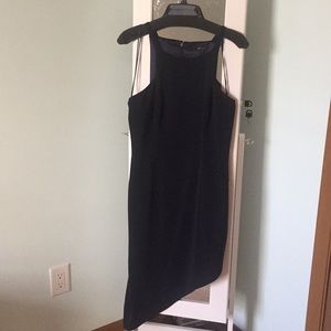 Navy blue asymmetrical hem dress